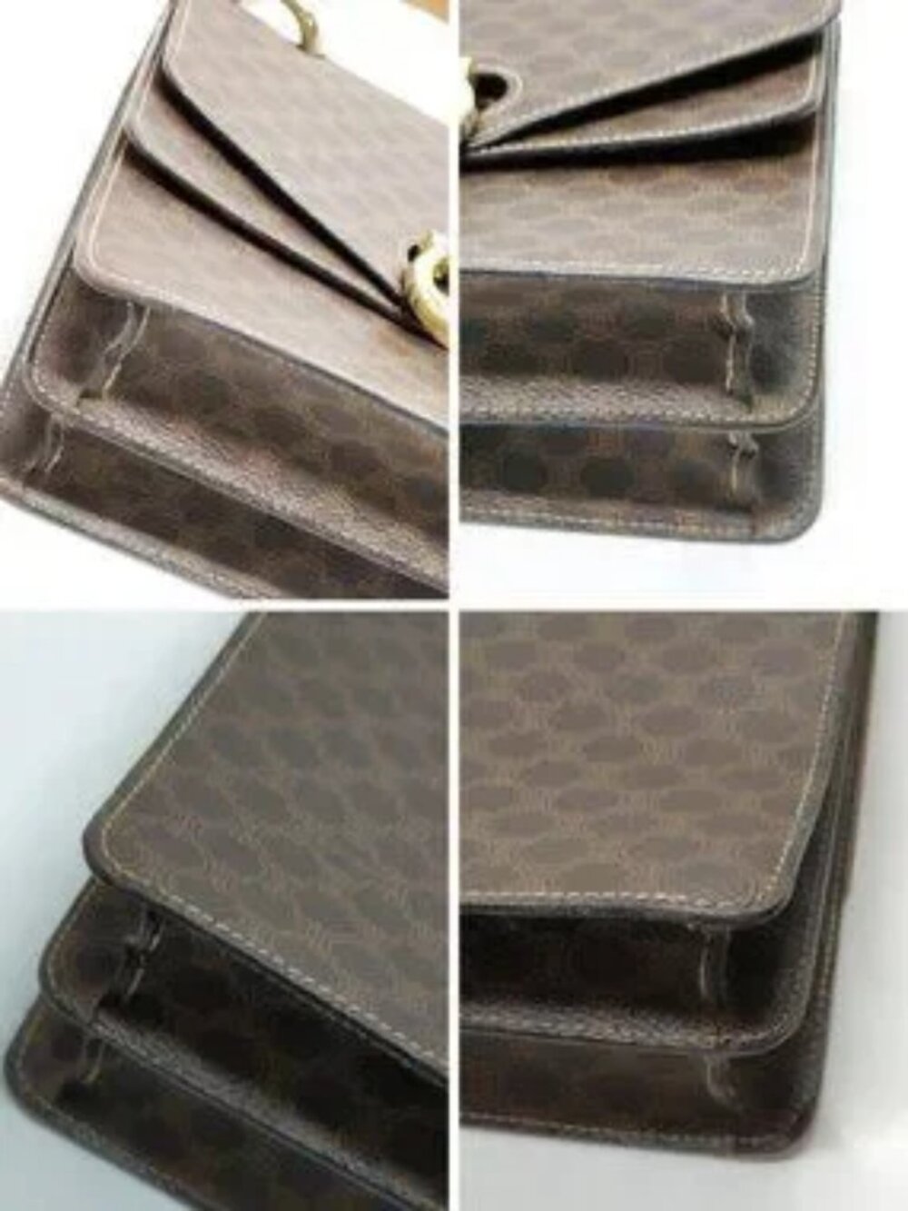 Authentic Celine Vintage Macadam Brown Monogram Leather Flap Top Handle Bag - Picture 7 of 16
